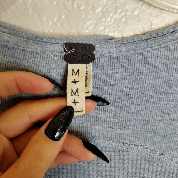 Free People We the Free Malibu Long Thermal Tunic Top Grey Hi-Lo sz M - Picture 7 of 7